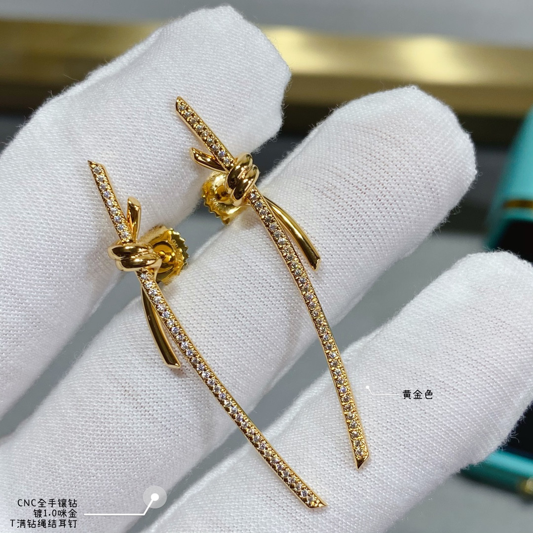 T*f*ny & Co. Full Diamond Knot Stud Earrings