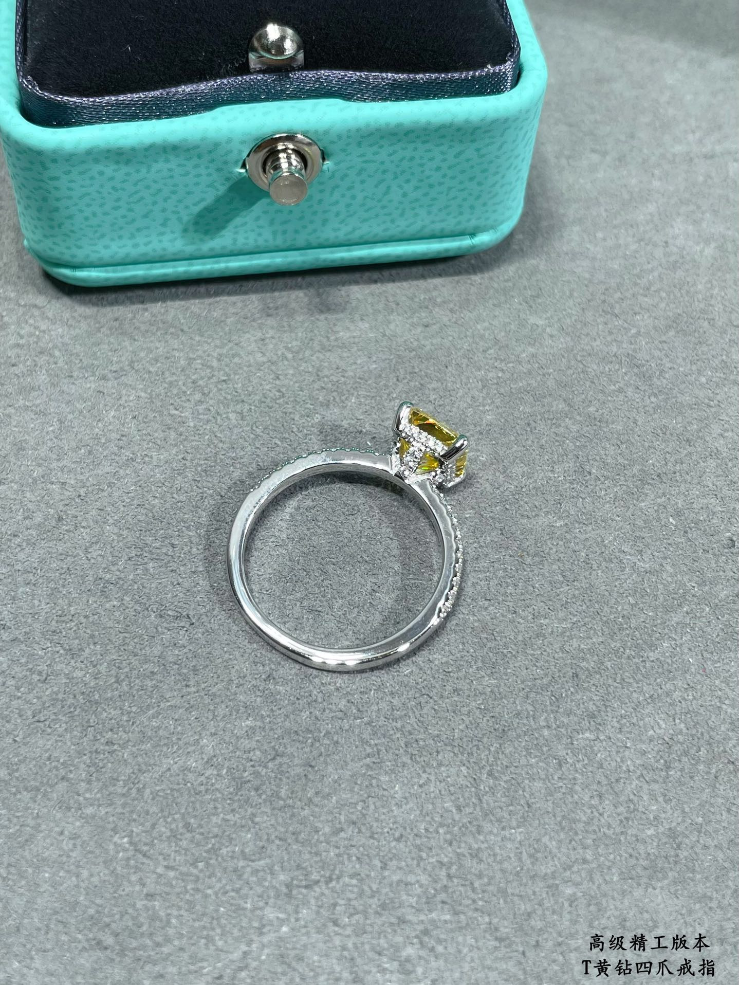 T*f*ny & Co. Four-Prong Yellow Diamond Solitaire Ring Ag925