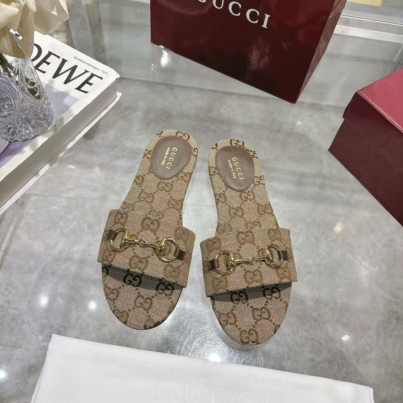 UA G*u*i GG Canvas Siaga Slide Sandals