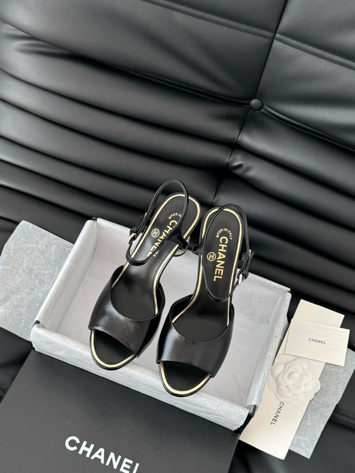 ua Ch*el rhinestone heel sandals
