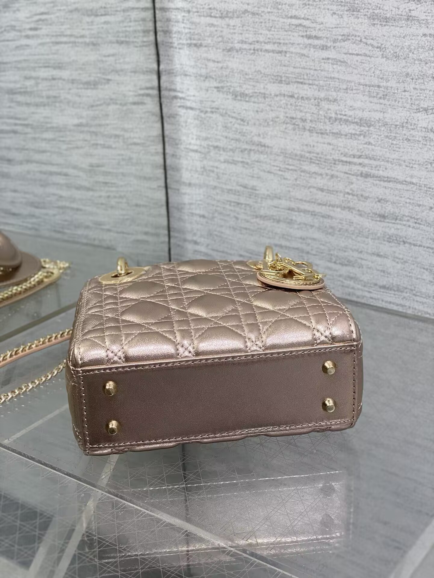 mini lady D*or bag cannage calfskin 17 x 15 x 7 cm