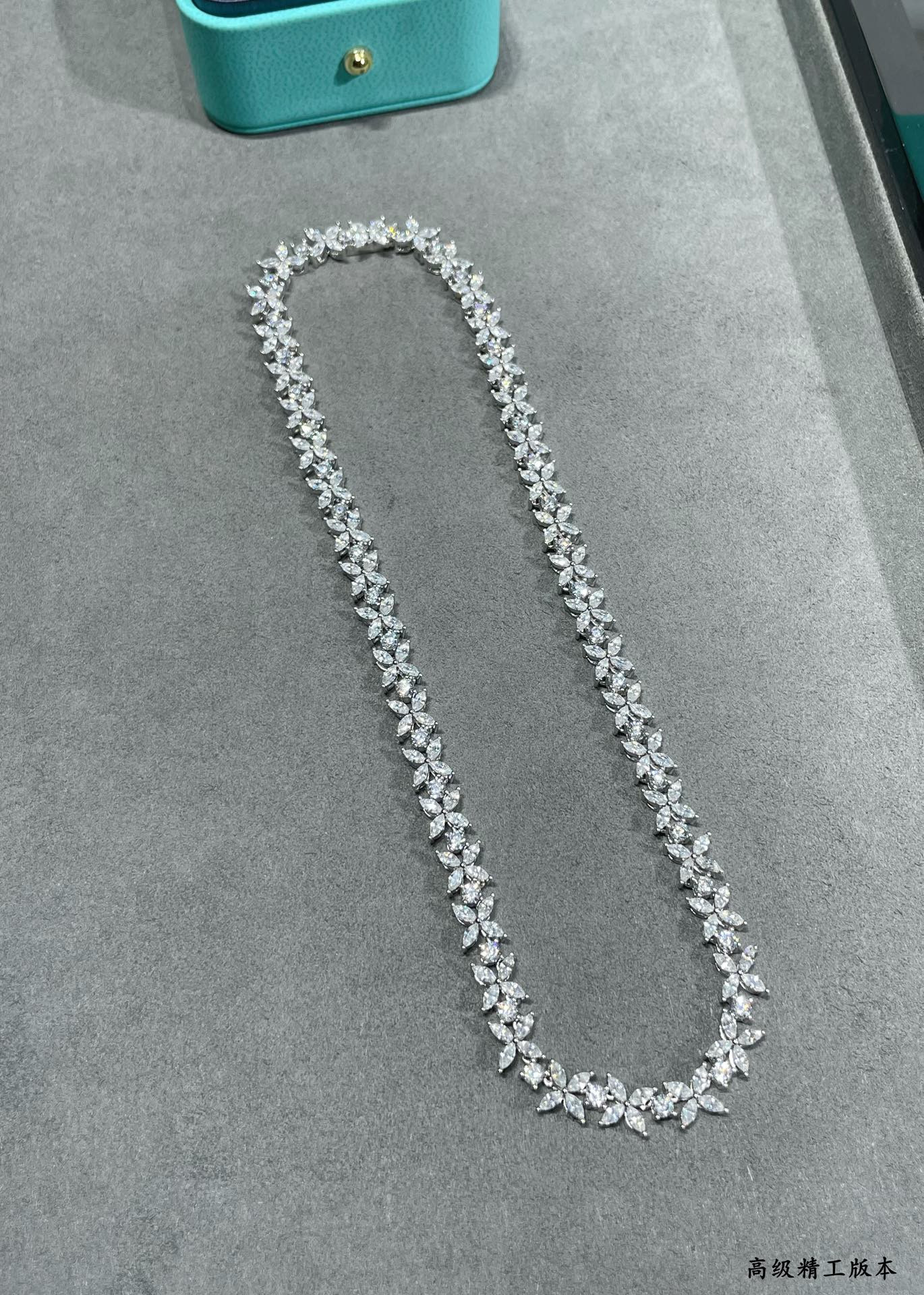 T*f*ny & Co. Full Diamond Marquise Necklace Ag925