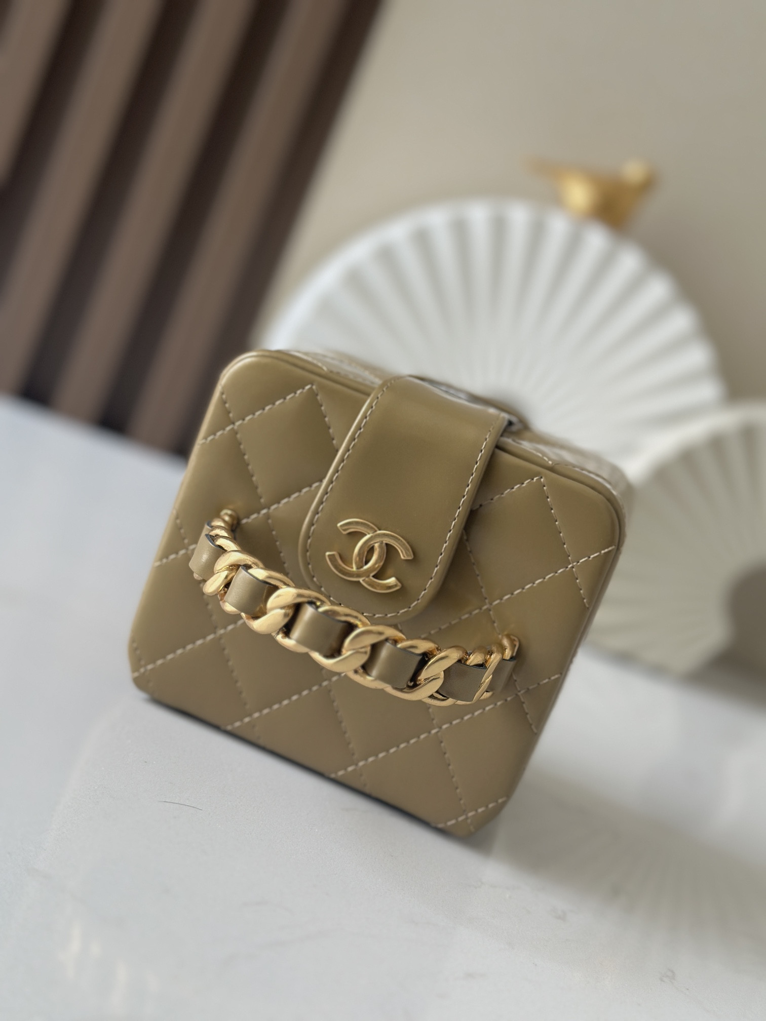 Ch*el vintage cosmetic bag 11x9.5x8.5cm