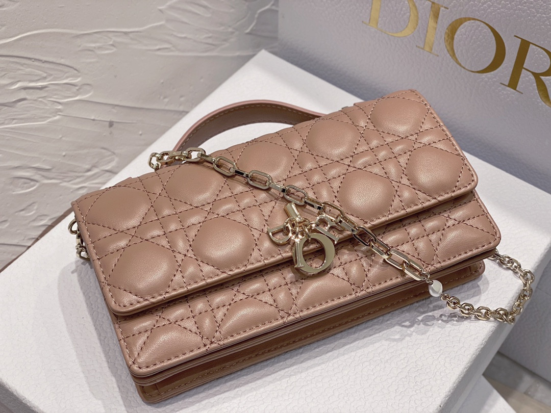 MISS D*0r Mini Handbag Medium Antique Bronze Cannage Woven Pattern S0980ONMJ_M53U 21 x 11.5 x 4.5 cm