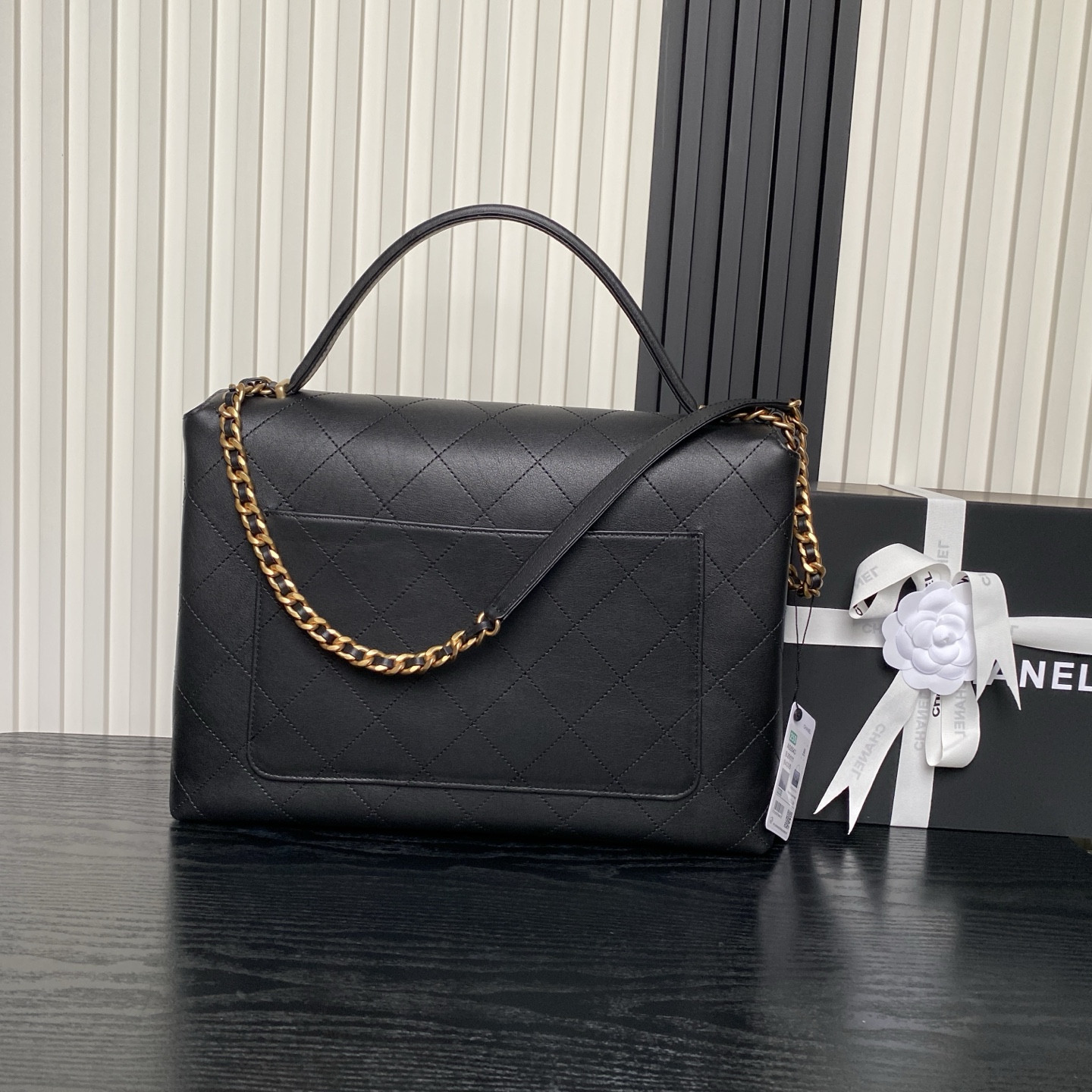 Ch*el maxi flap bag with top handle as5543 26x37x10cm