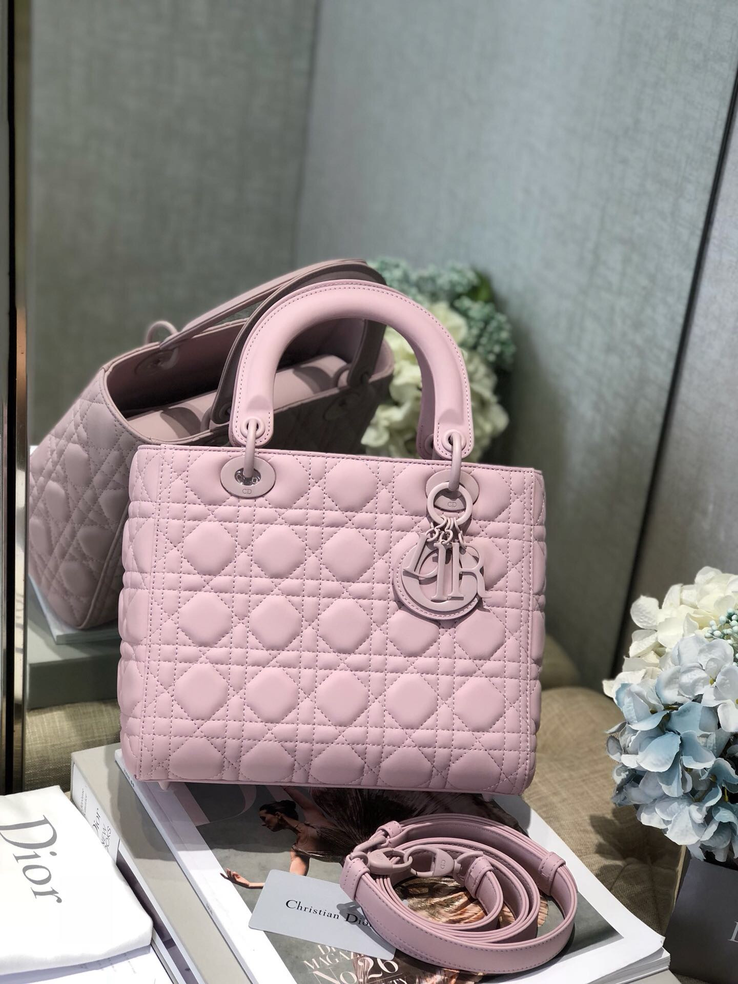 Medium Lady D*0r Bag 9.5 x 8 x 4.5 inches