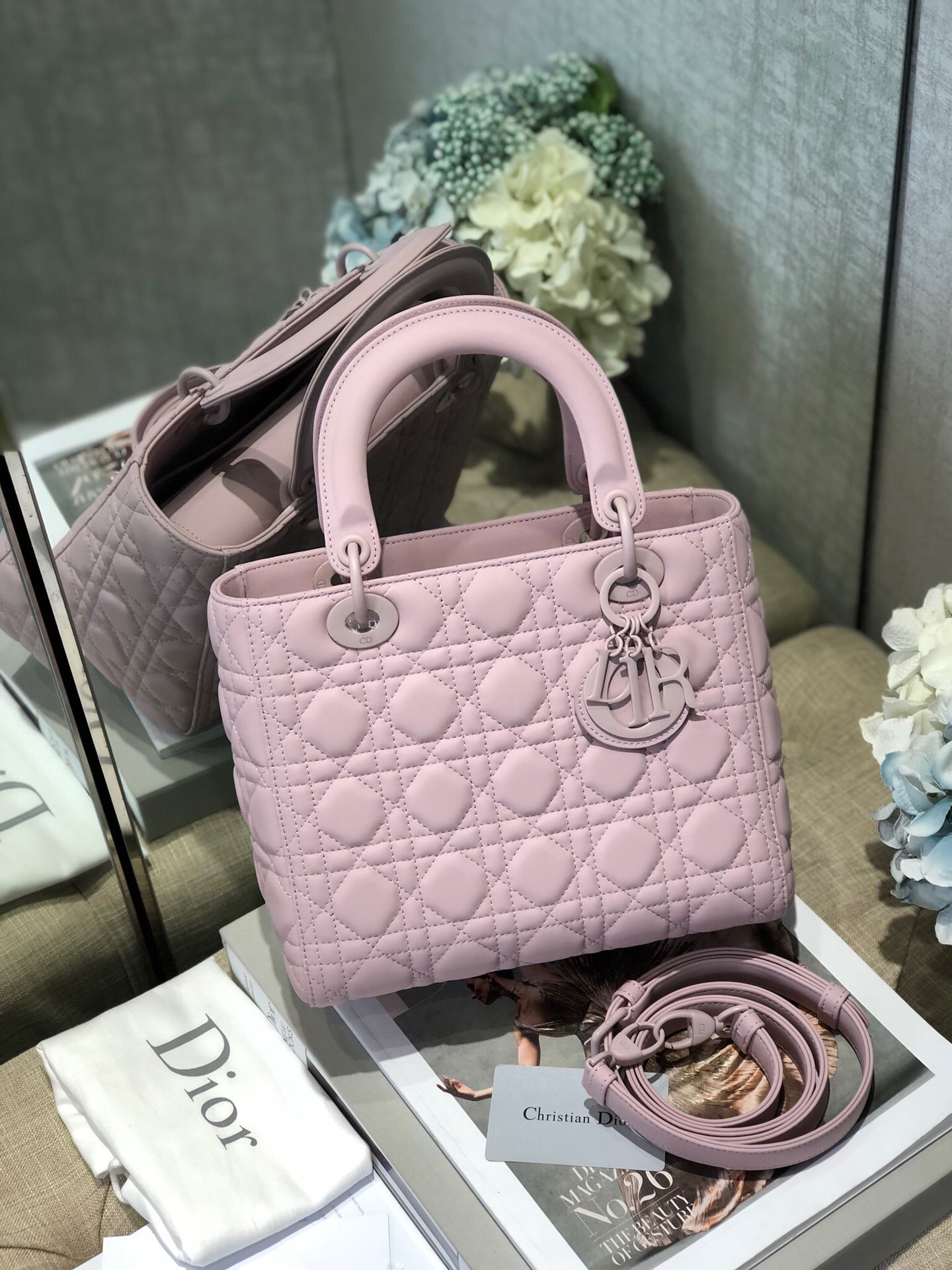 Medium Lady D*0r Bag 9.5 x 8 x 4.5 inches