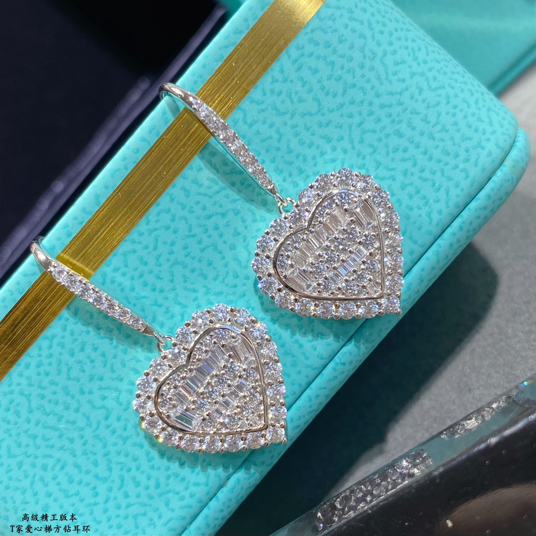 T*f*ny & Co. Trapezoid Heart Drop Earrings Ag925
