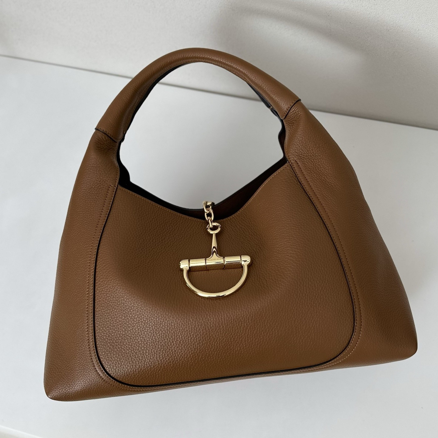 G*u*i Softbit Maxi Shoulder Bag Brown Leather 46x26x16cm