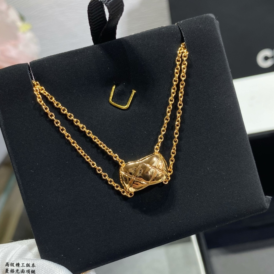 Ch*el Carved diamond polished Necklace