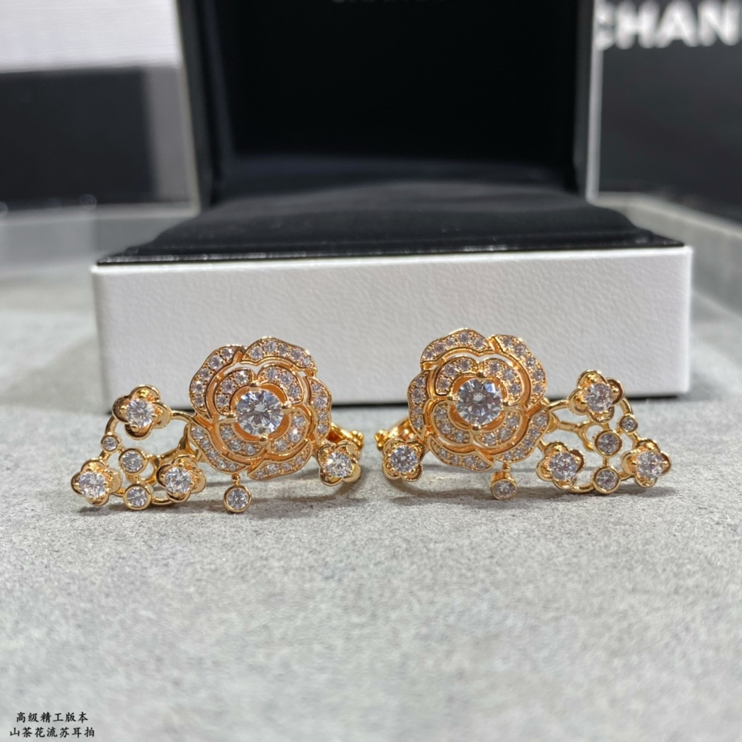 Ch*el Camellia Tassel Earrings
