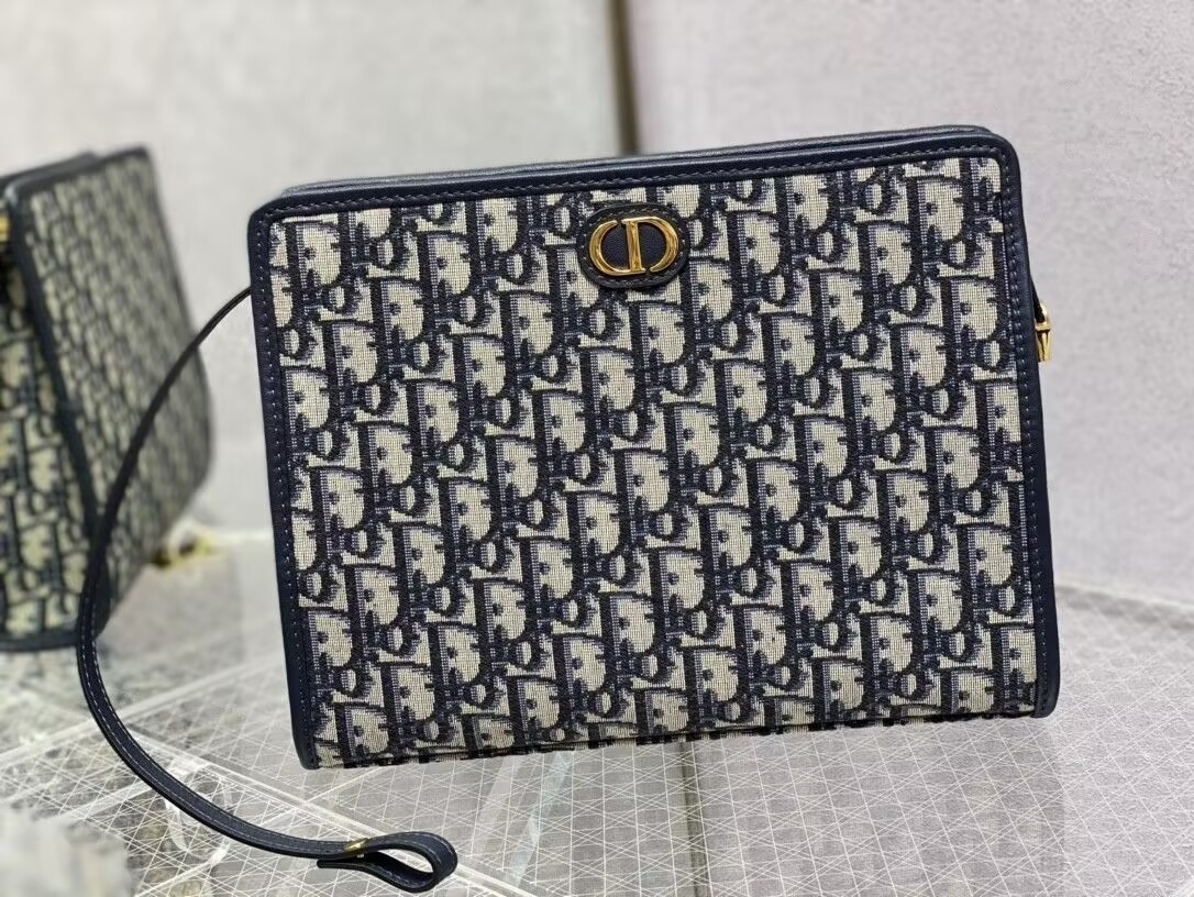 D*0r 30 Montaigne Dea Pouch Blue D*0r Oblique Jacquard 26x19.5x7cm