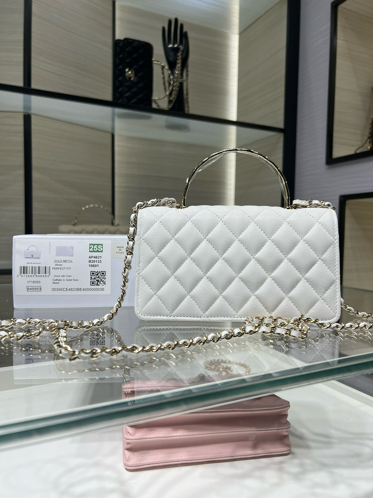 Ch*el clutch with chain ap4621 18.5x6x11cm
