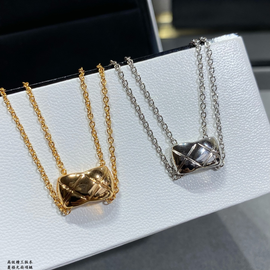 Ch*el Carved diamond polished Necklace