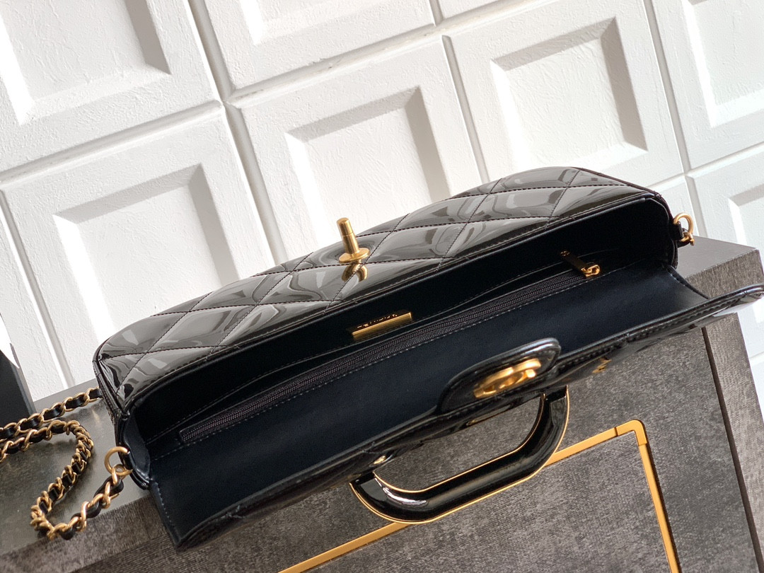 Ch*el large flap bag with top handle 12.5x30x5cm