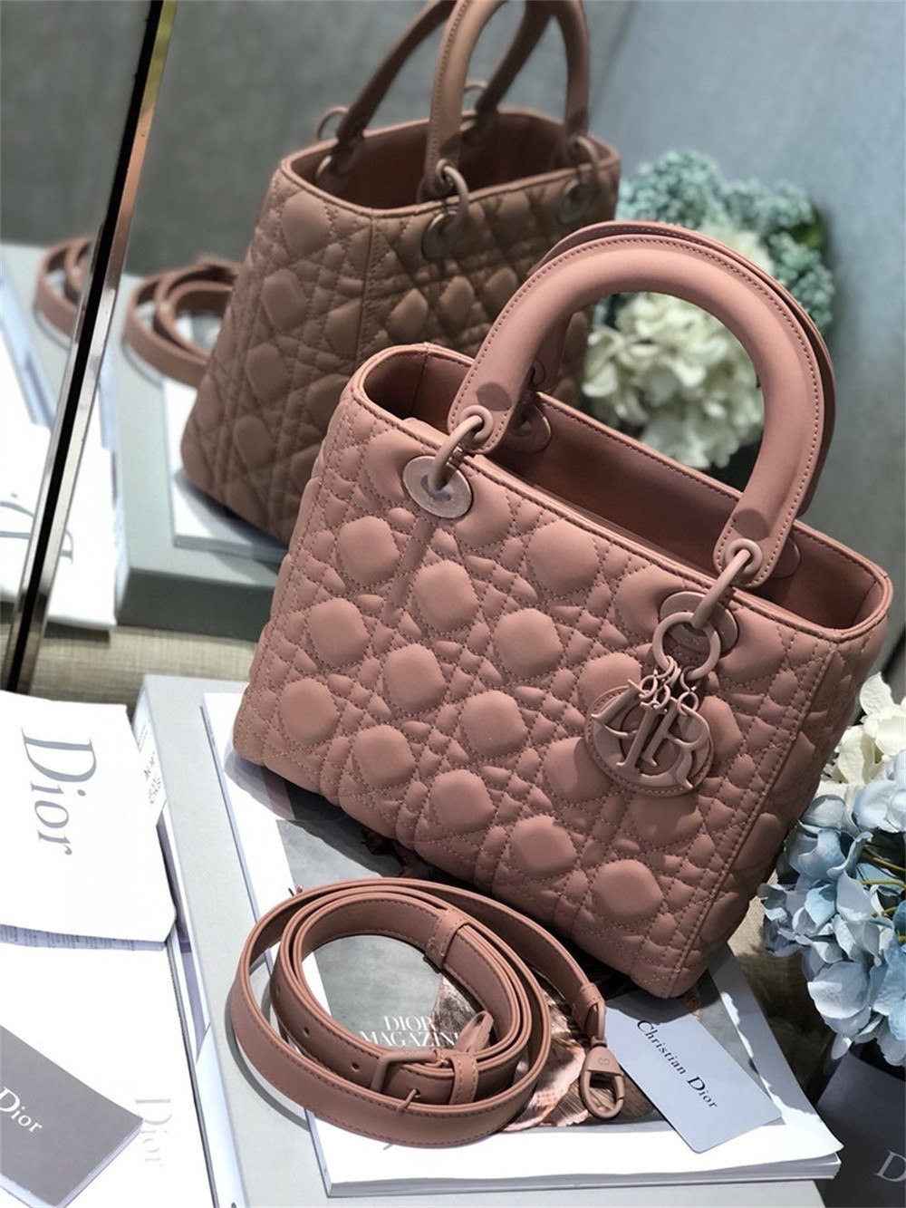 Medium Lady D*0r Bag 9.5 x 8 x 4.5 inches