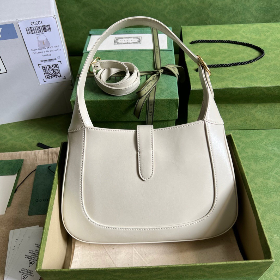 G*u*i JACKIE SMALL SHOULDER BAG Ivory 10.8"W x 7.5"H x 1.6"D