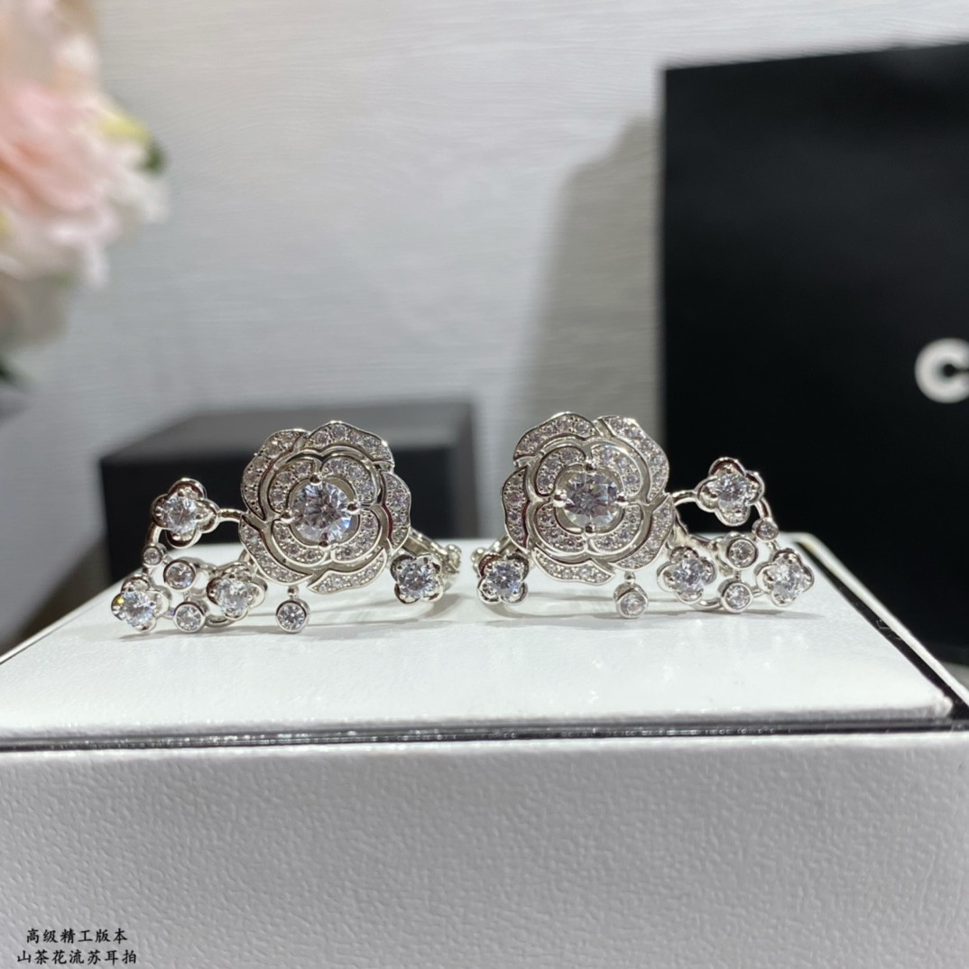 Ch*el Camellia Tassel Earrings