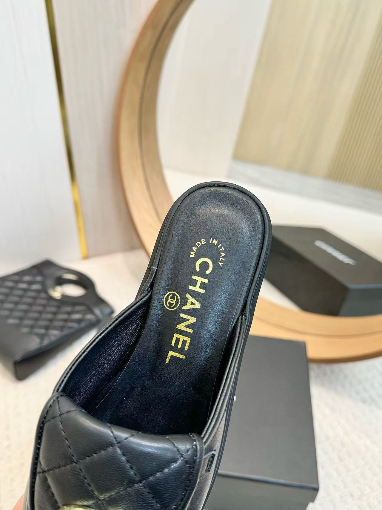 UA Ch*el Slides Leather Flats