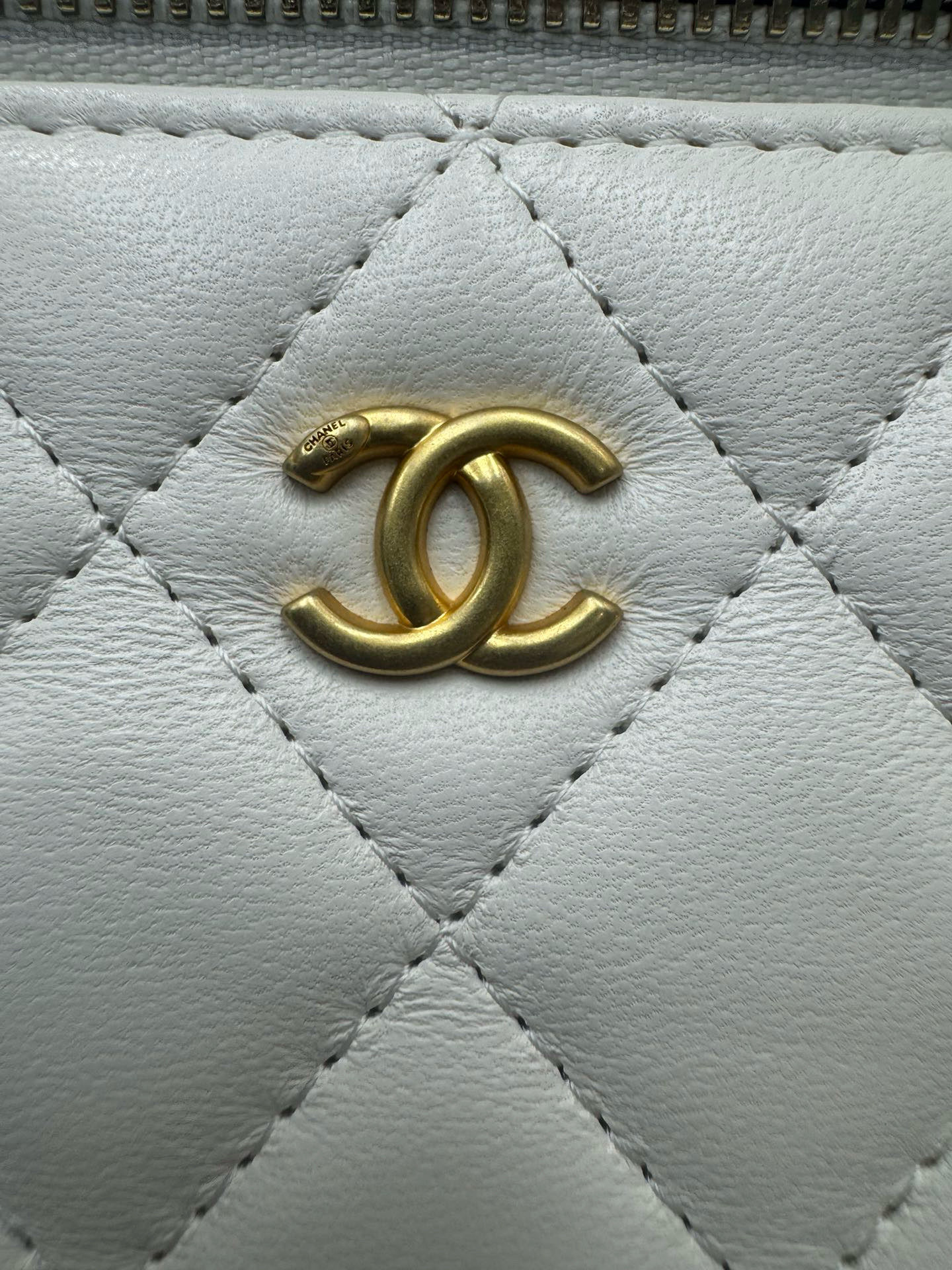Ch*el Walnut Gold Ball Chain with Makeup Mirror Lamb Leather Square Box Shoulder Bag Women