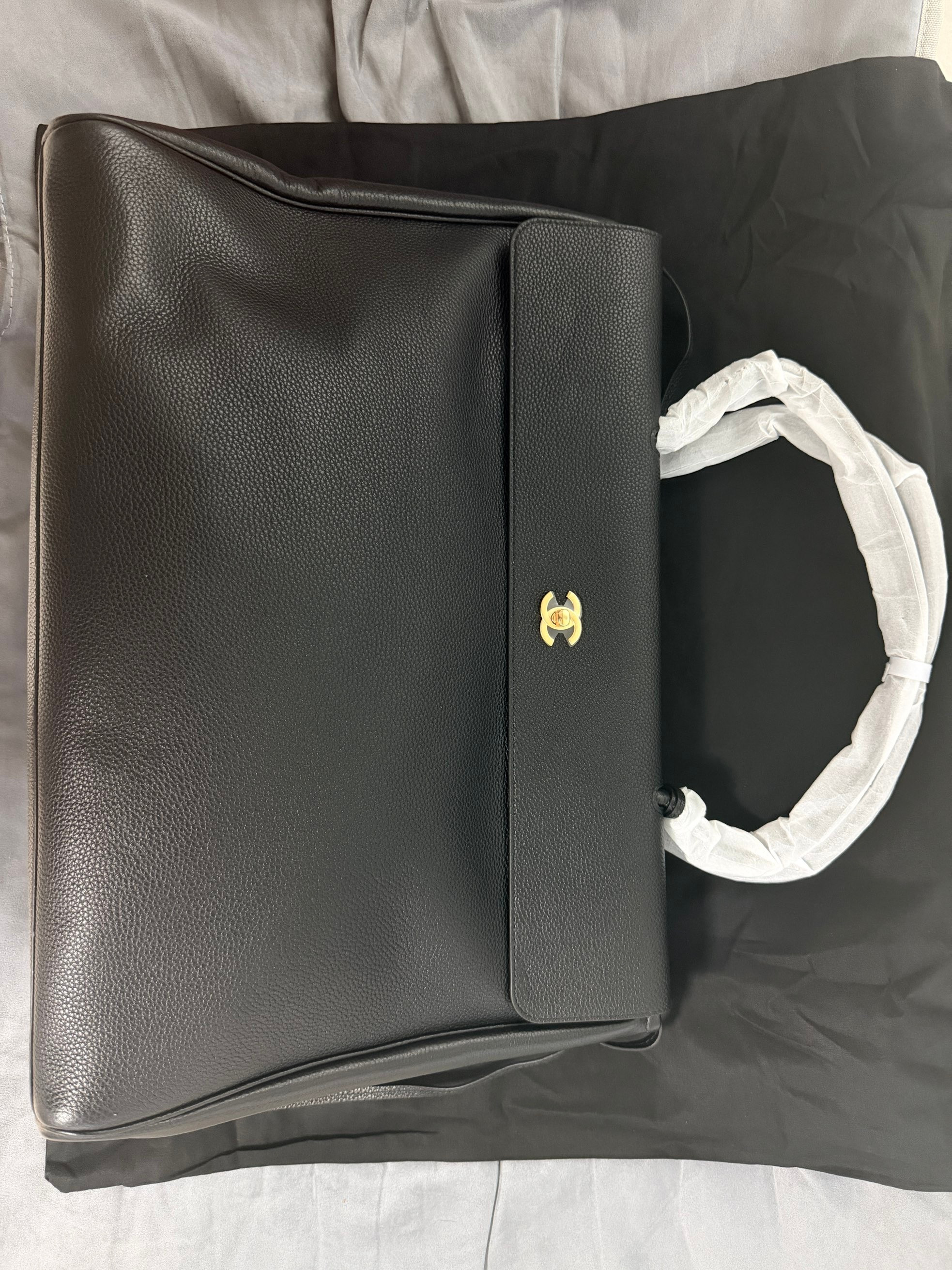 Ch*el large shopping bag grained calfskin & gold-tone metal as6289 33x43x17.5cm