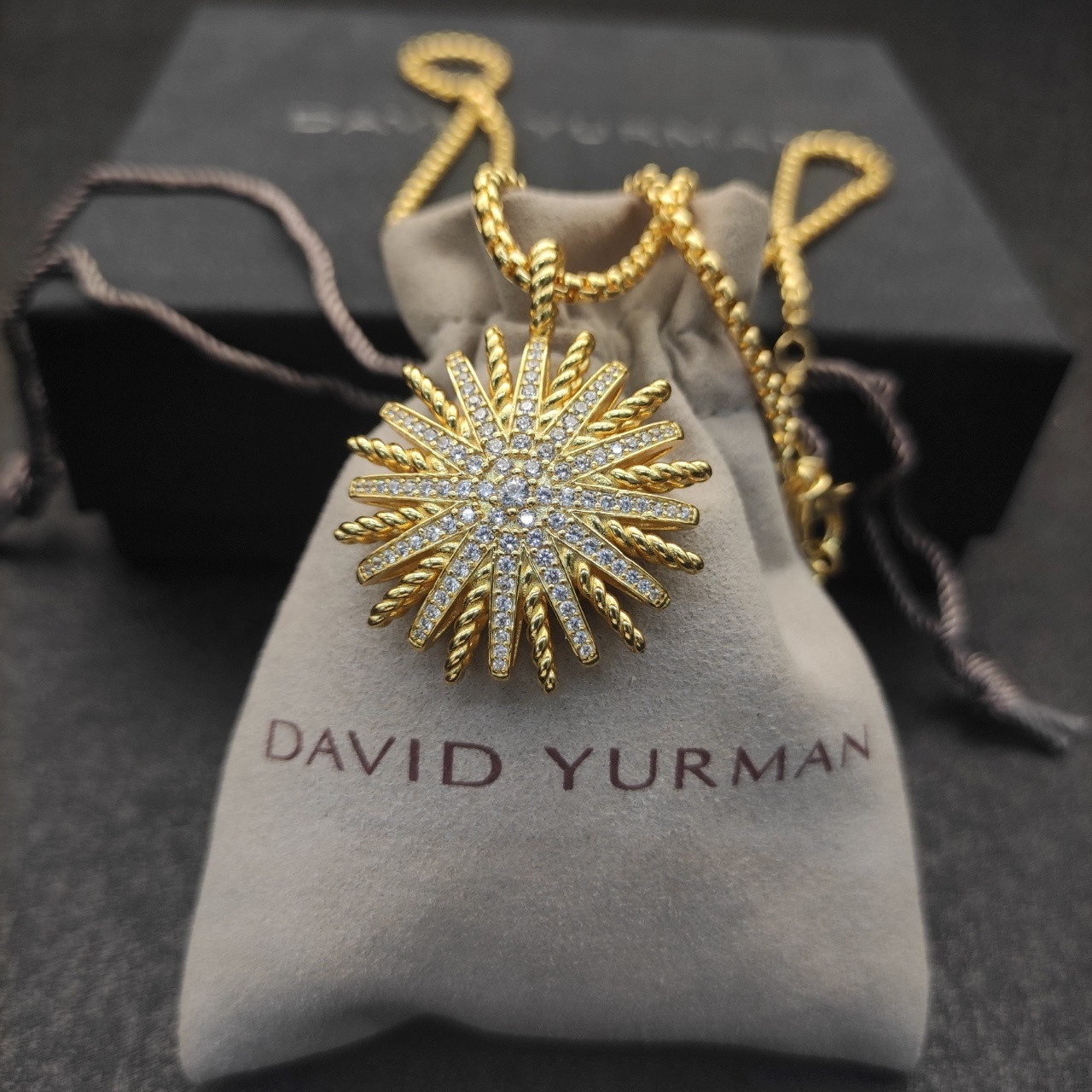 dau1d Yvrm*n sunflower full of di*m*nds necklace(chain length 50+5cm delay chain chain thickness 3mm)