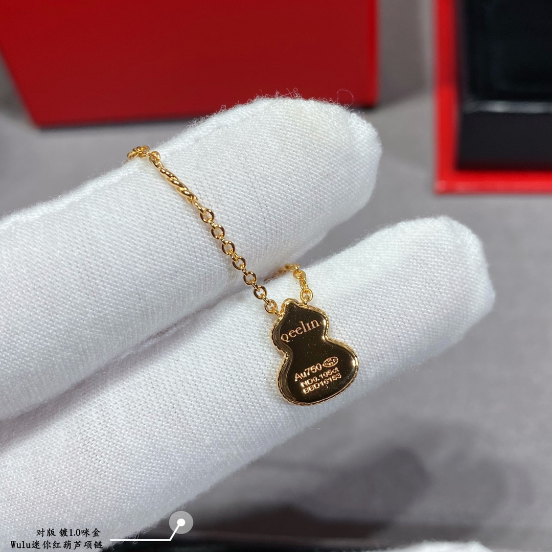 Qeelin Mini Diamond Red Gourd Necklace