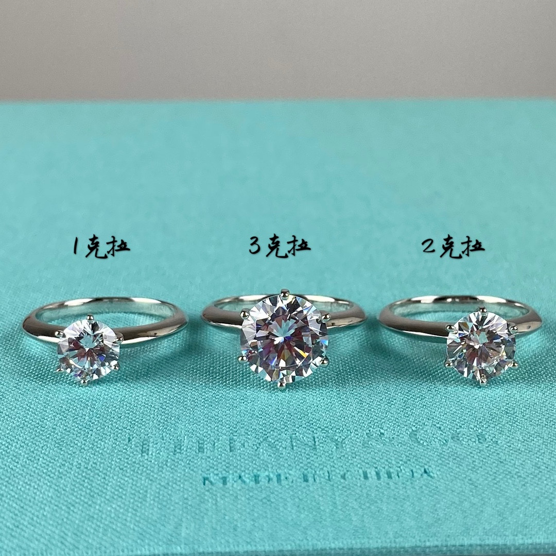 T*f*ny & Co. Six-Prong Ring High-Carbon Diamond Ag925