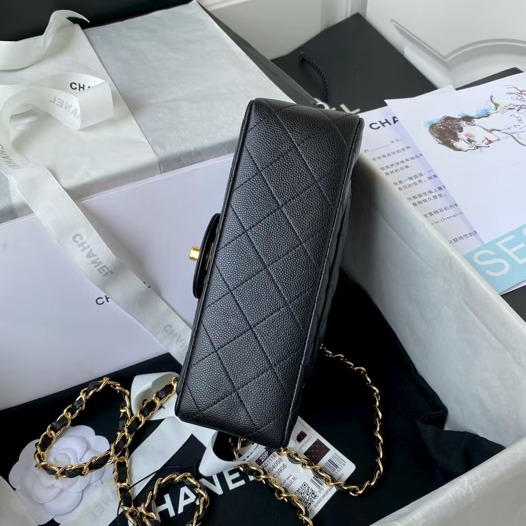 Ch*el MINI FLAP BAG BLACK 12x20x6cm