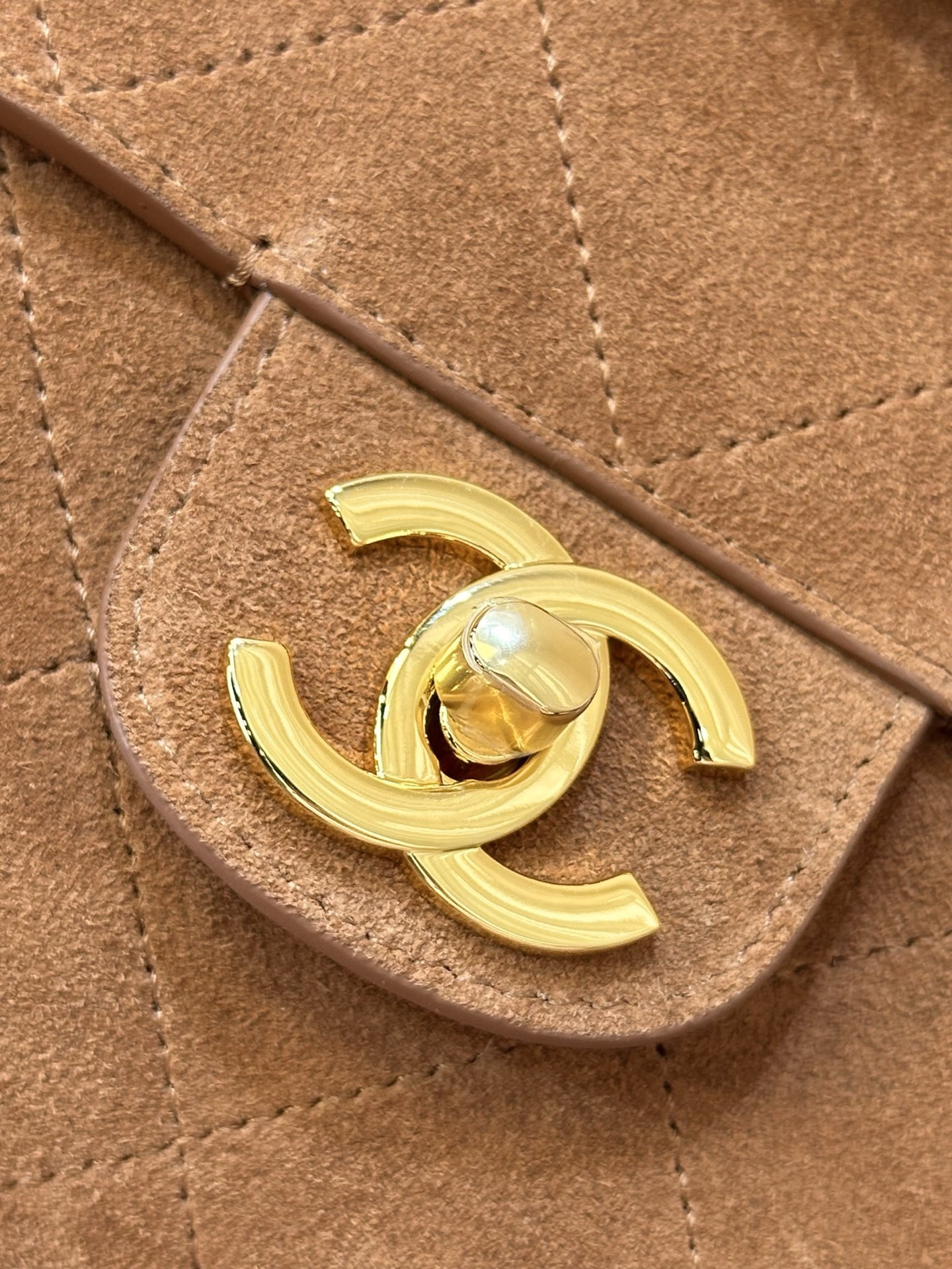 Ch*el maxi flap handbag brown as6281 19.5x32x10cm