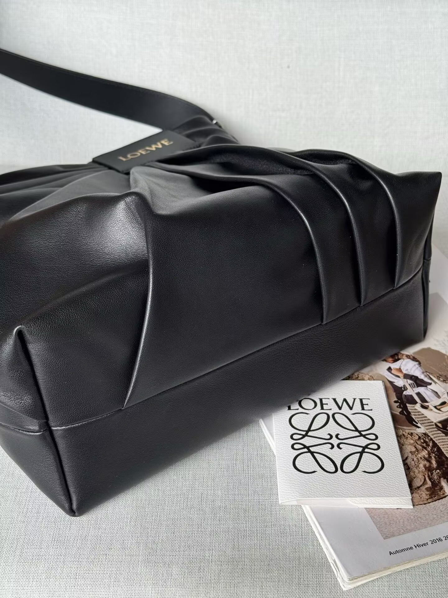 L0ew* draped tote in mellow nappa lambskin 30x29x13cm