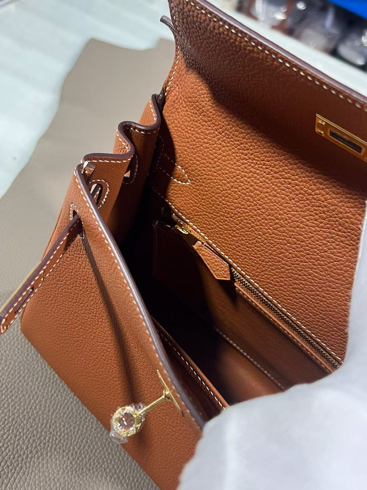 H**mes Togo Kelly Silver-tone Hardware 25