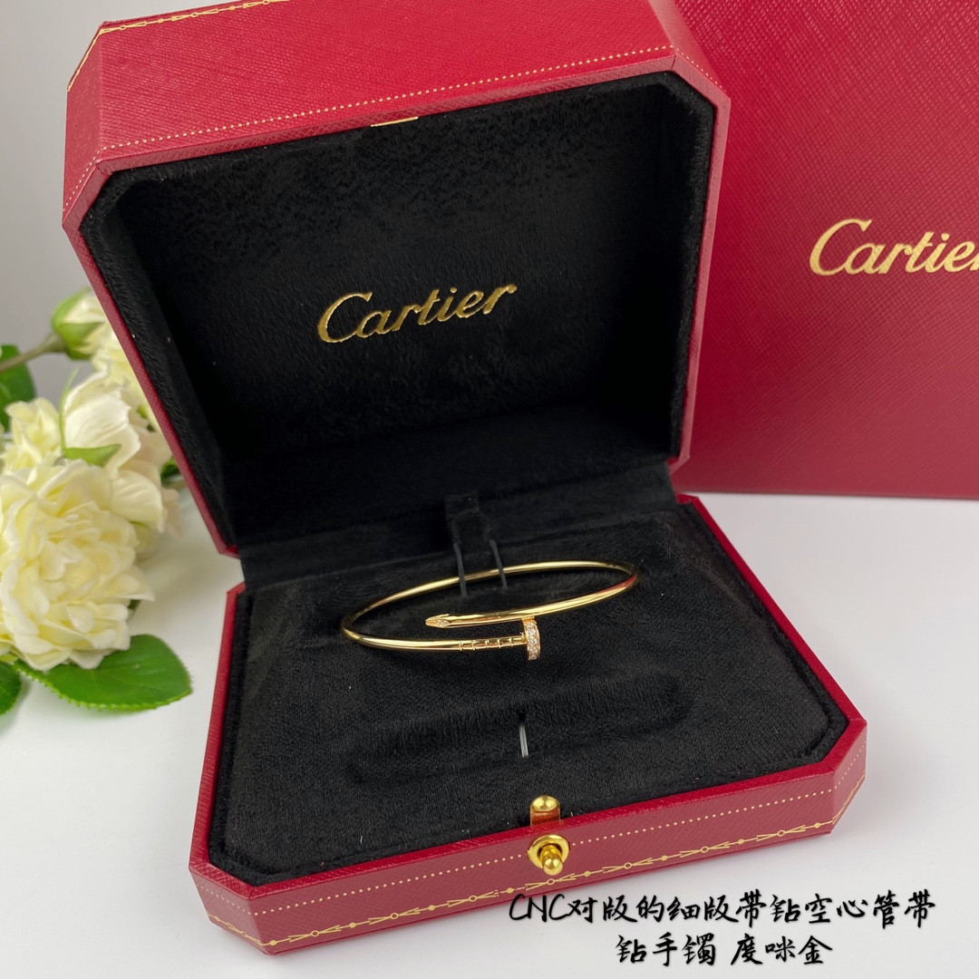 Ca*t*er thin version with diamond hollow tube nail Bracelet