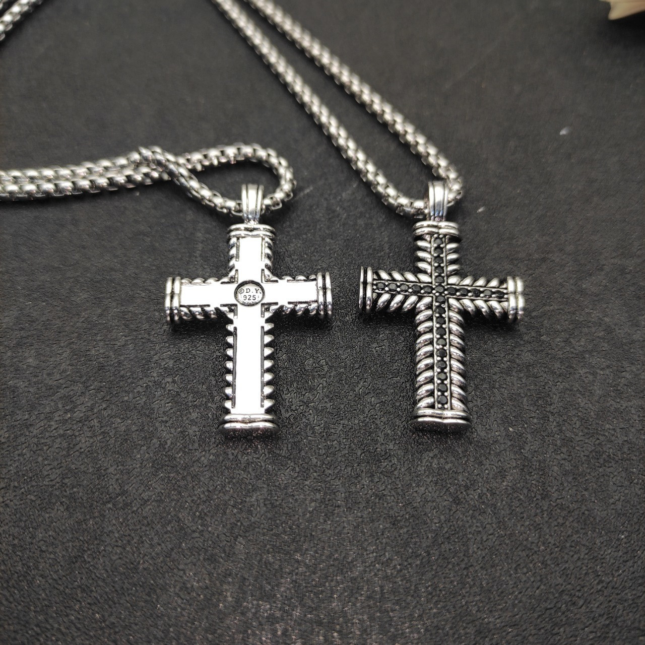 dau1d Yvrm*n cross necklace(chain length 50+5cm delay chain chain thickness 3mm)