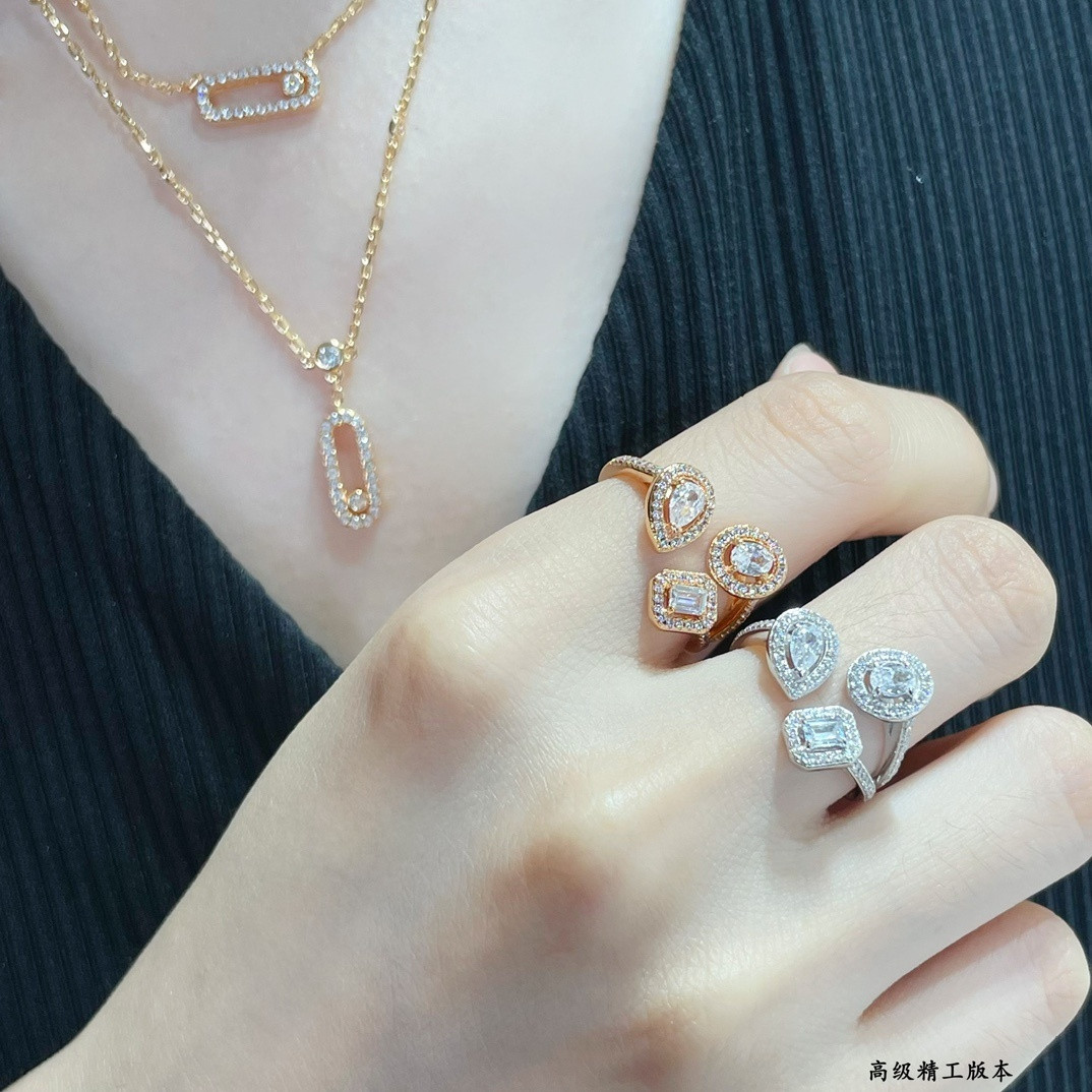 Mes1kaa water drop three-di*m*nd ring