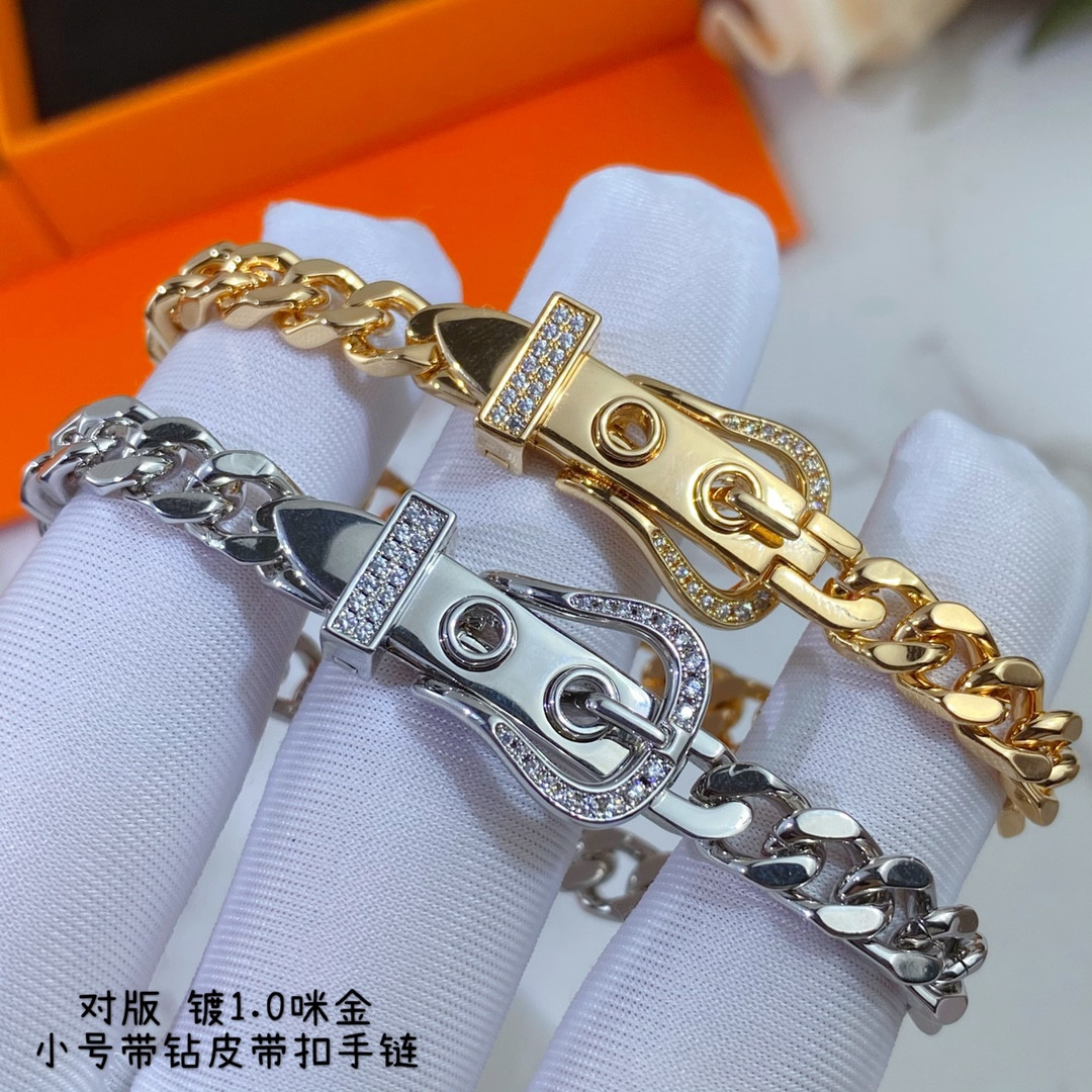 Hermès Small Diamond-Encrusted Belt Bracelet