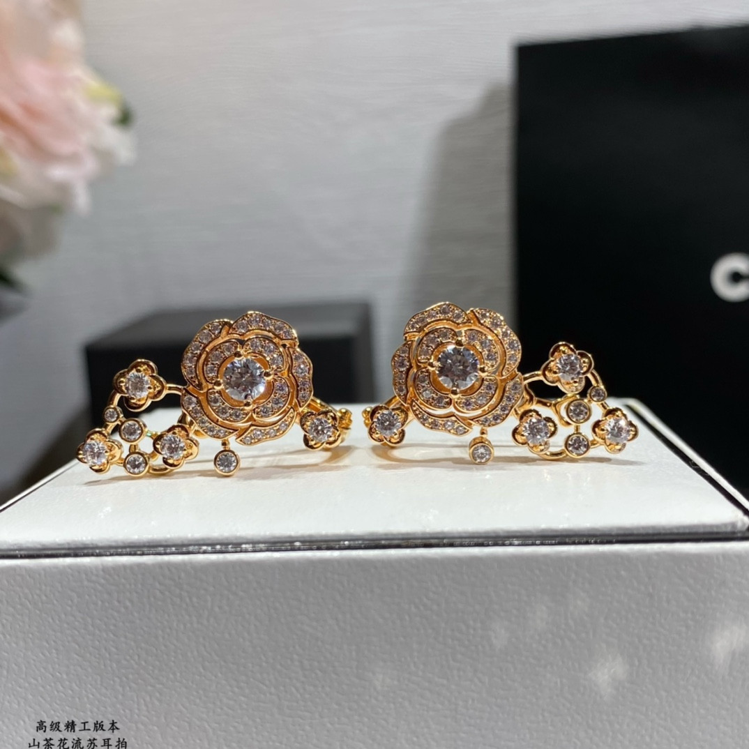 Ch*el Camellia Tassel Earrings
