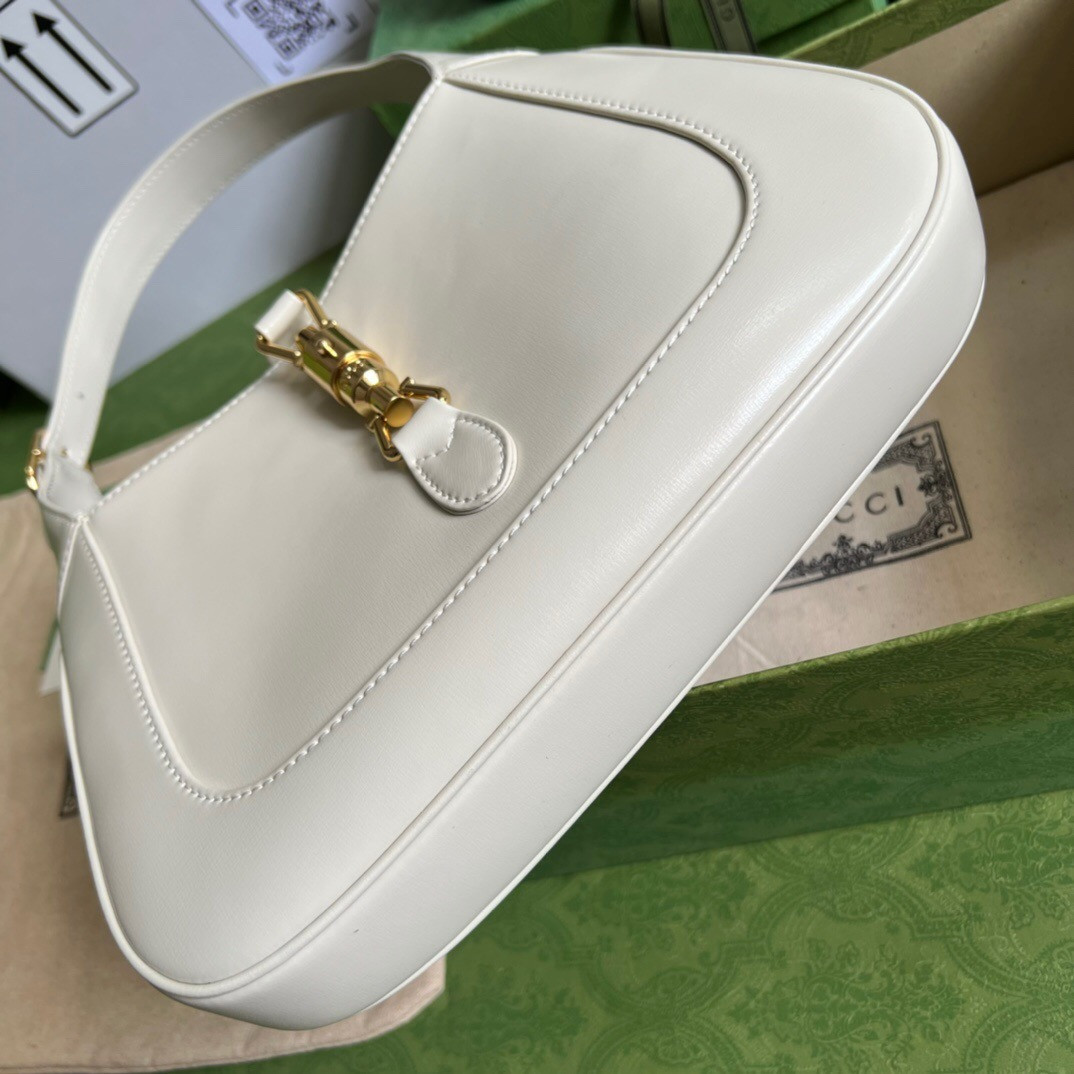 G*u*i JACKIE SMALL SHOULDER BAG Ivory 10.8"W x 7.5"H x 1.6"D