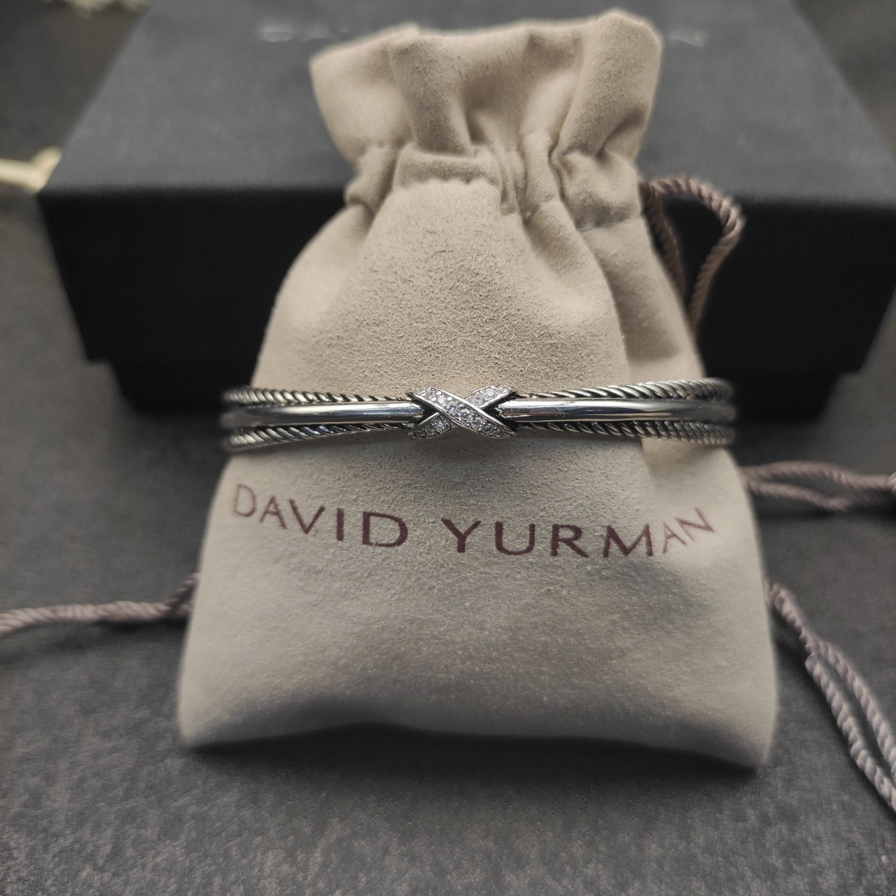 dau1d Yvrm*n 7mm three-line crossband di*m*nd x bracelet (wrist circumference 15-20cm)