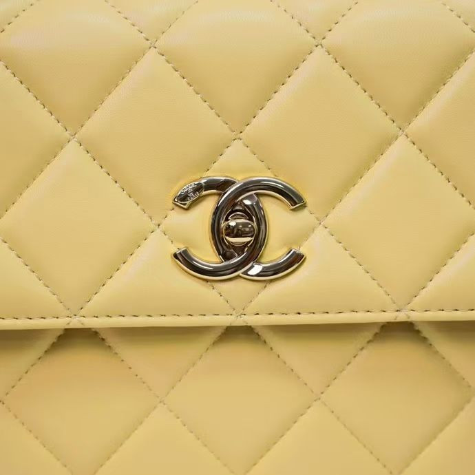 Ch*el flap bag with top handle 17x25x12cm