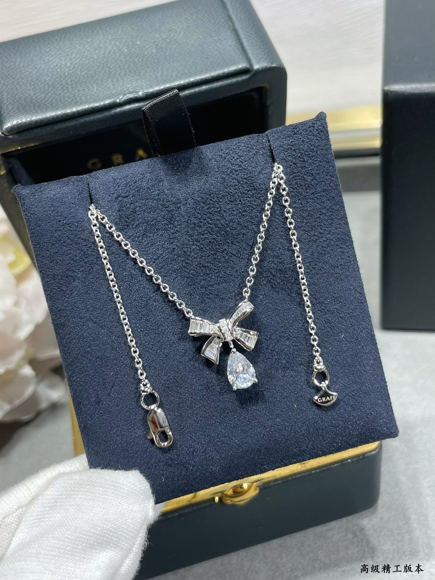 Gr*ff bow di*m*nd pendant necklace ag925