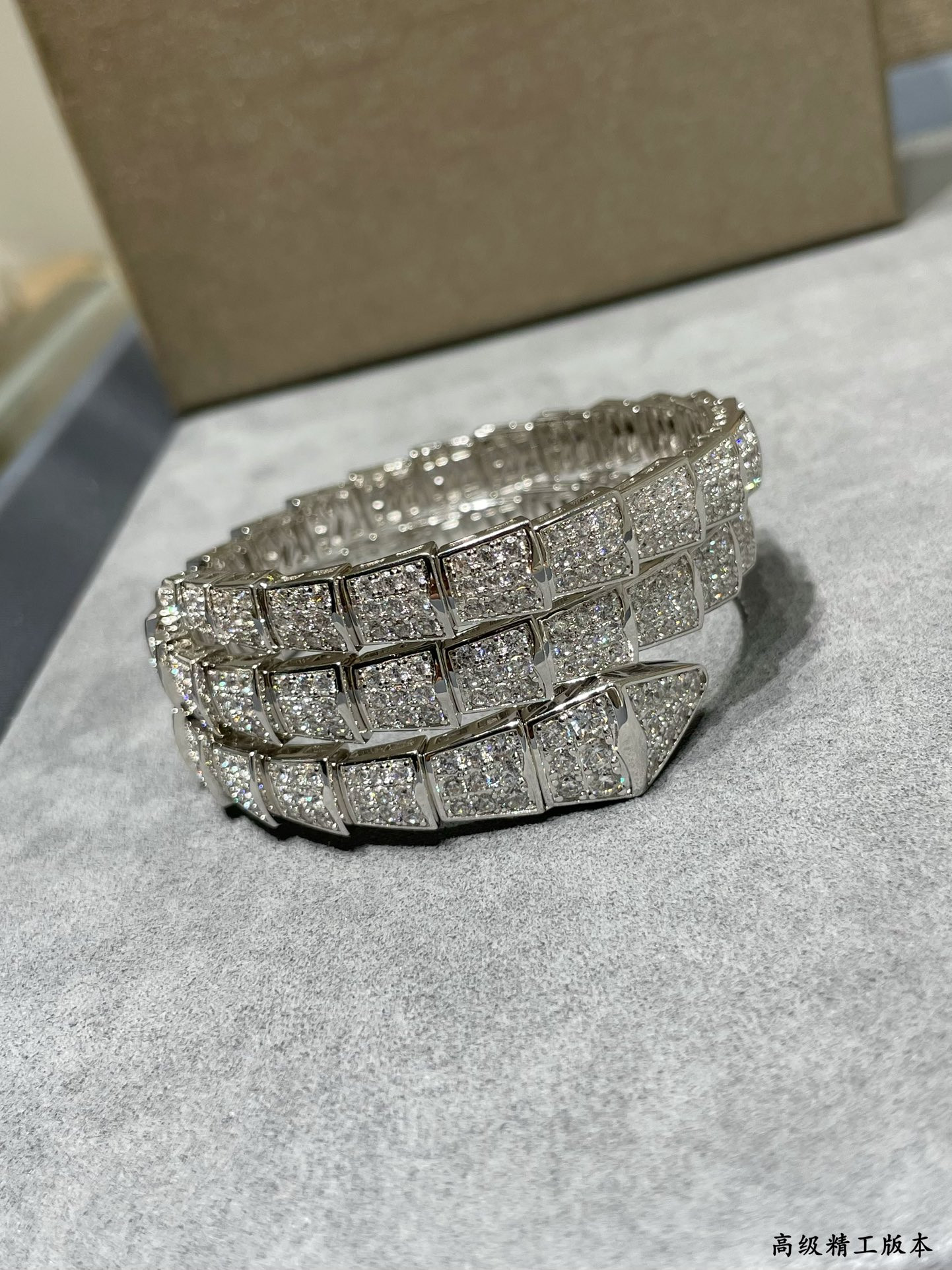 B*l*ai Wide version three circles full diamond snake Bracelet