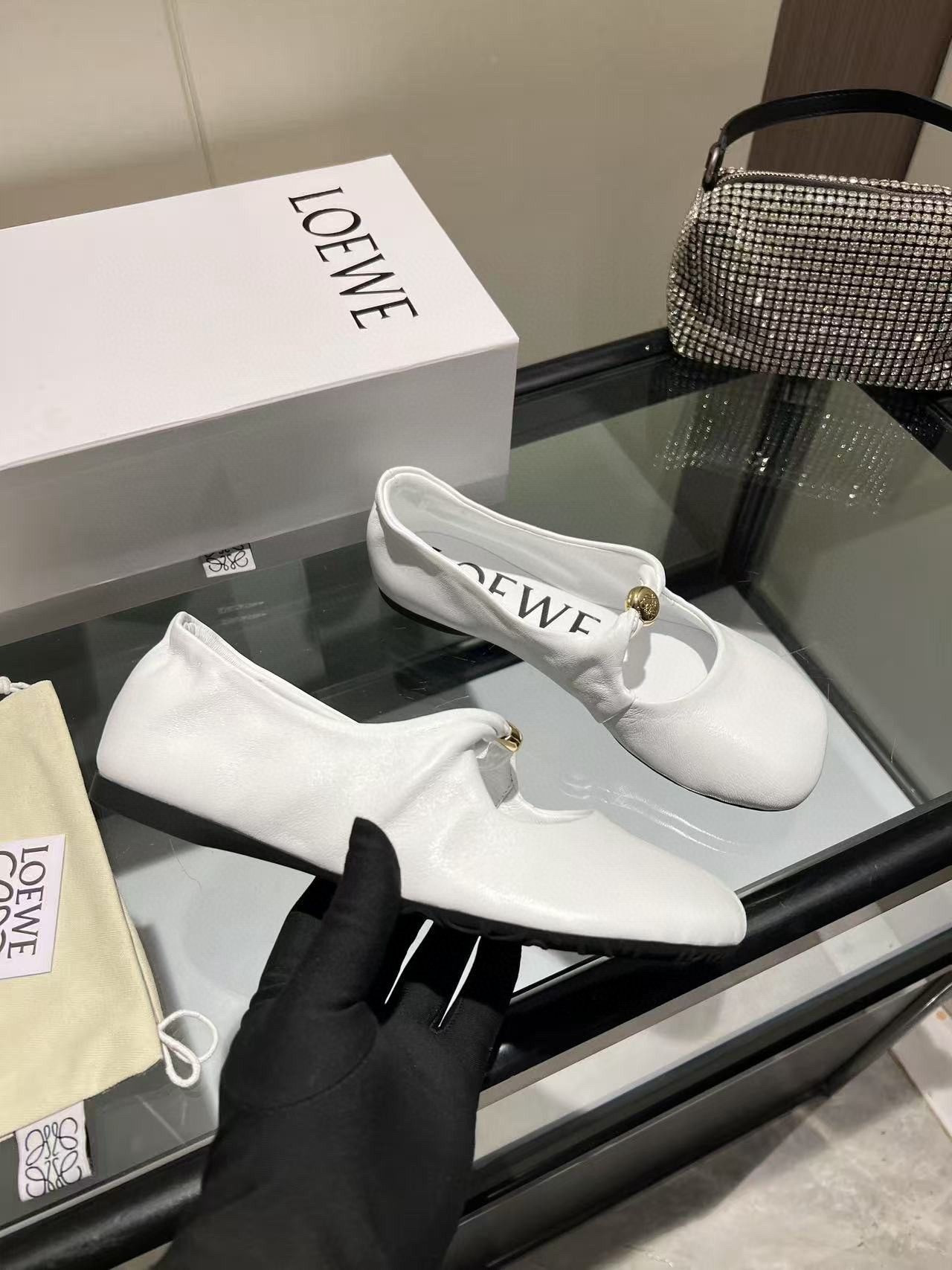 ua L0ew* pebble soft ballerina in nappa lambskin