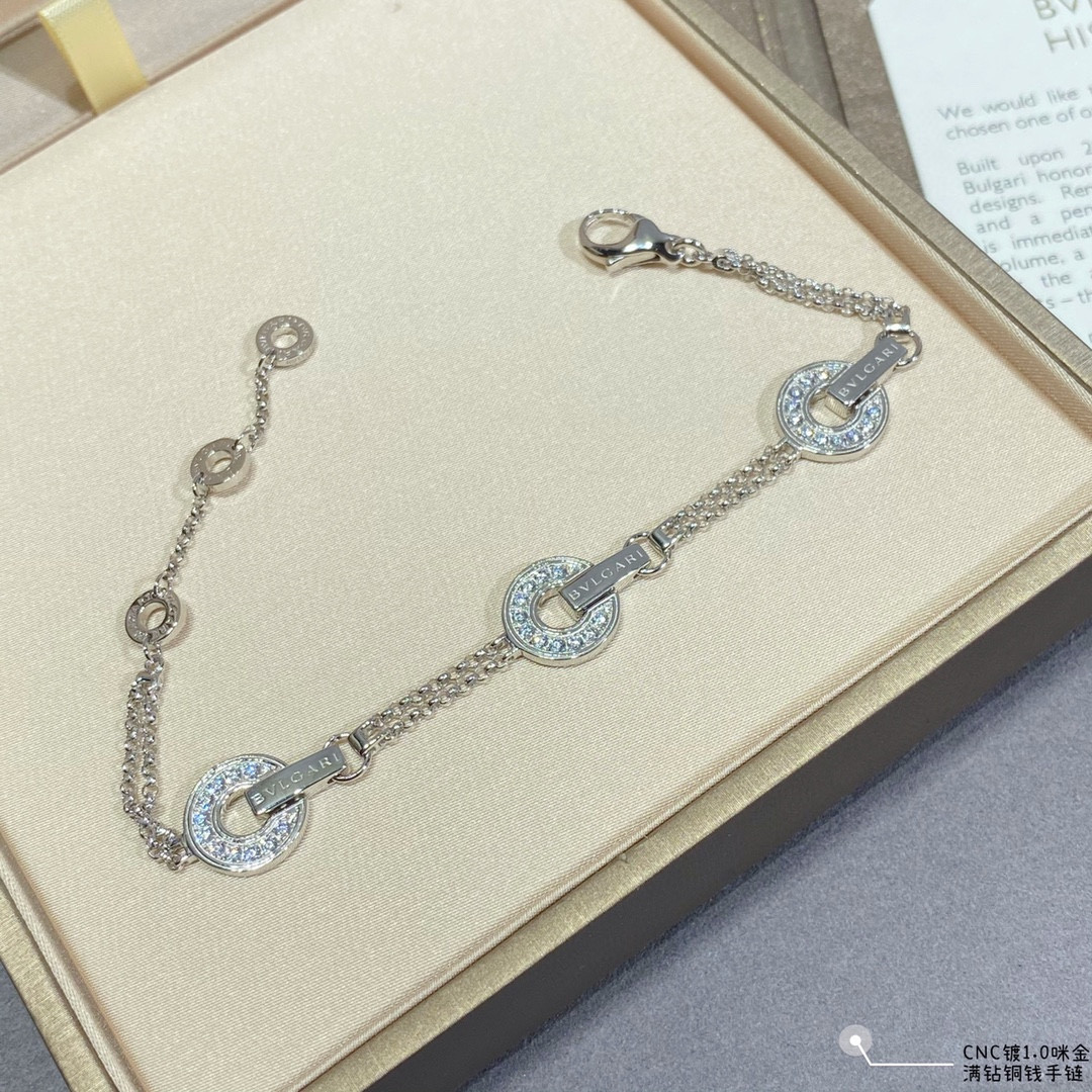 B*l*ai Full diamond copper coin Bracelet