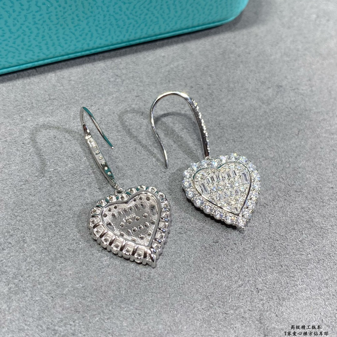 T*f*ny & Co. Trapezoid Heart Drop Earrings Ag925