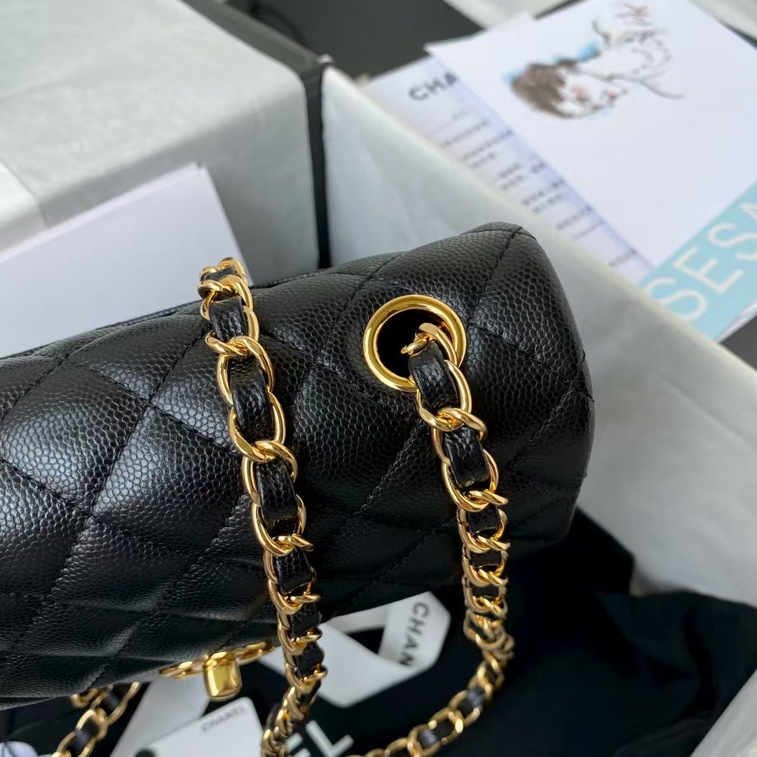 Ch*el MINI FLAP BAG BLACK 12x20x6cm