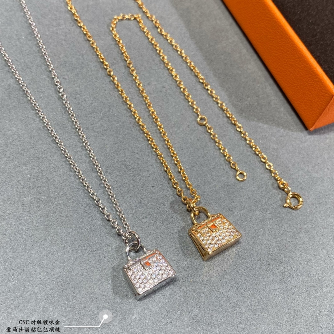 Hermès Fully Diamond-Encrusted Bag Necklace