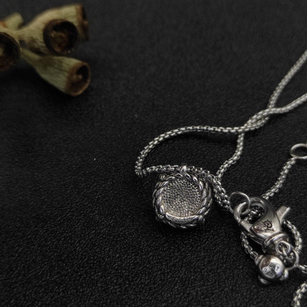 dau1d Yvrm*n four claw gem necklace(main stone 8mm, chain thickness 1.5mm, length 45+5cm delay chain)