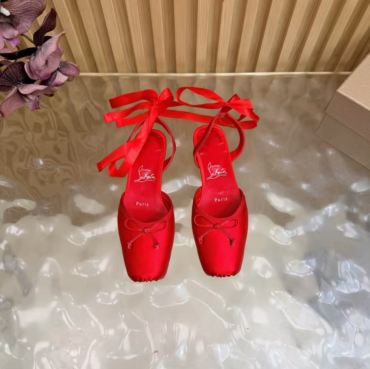 ua Ch**an louboutin cassia lace up ballerina