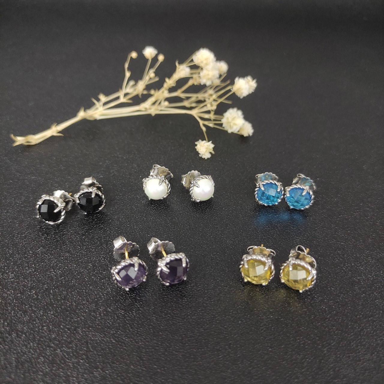 dau1d Yvrm*n four claw gem earrings(main stone 8mm)